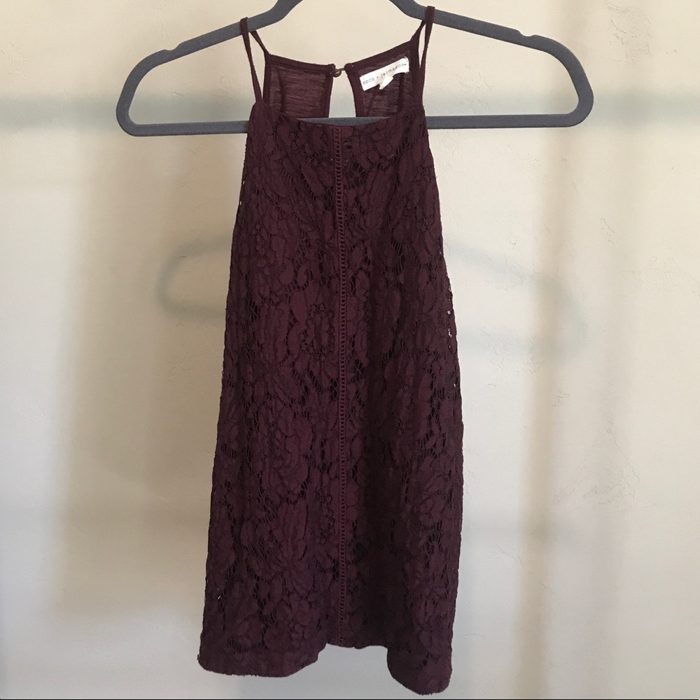 Buckle | Maroon Lace Halter Tank